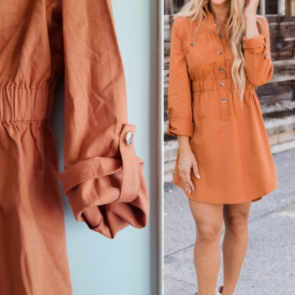 A Feeling Like This Rust Dress - Picture 3 of 5